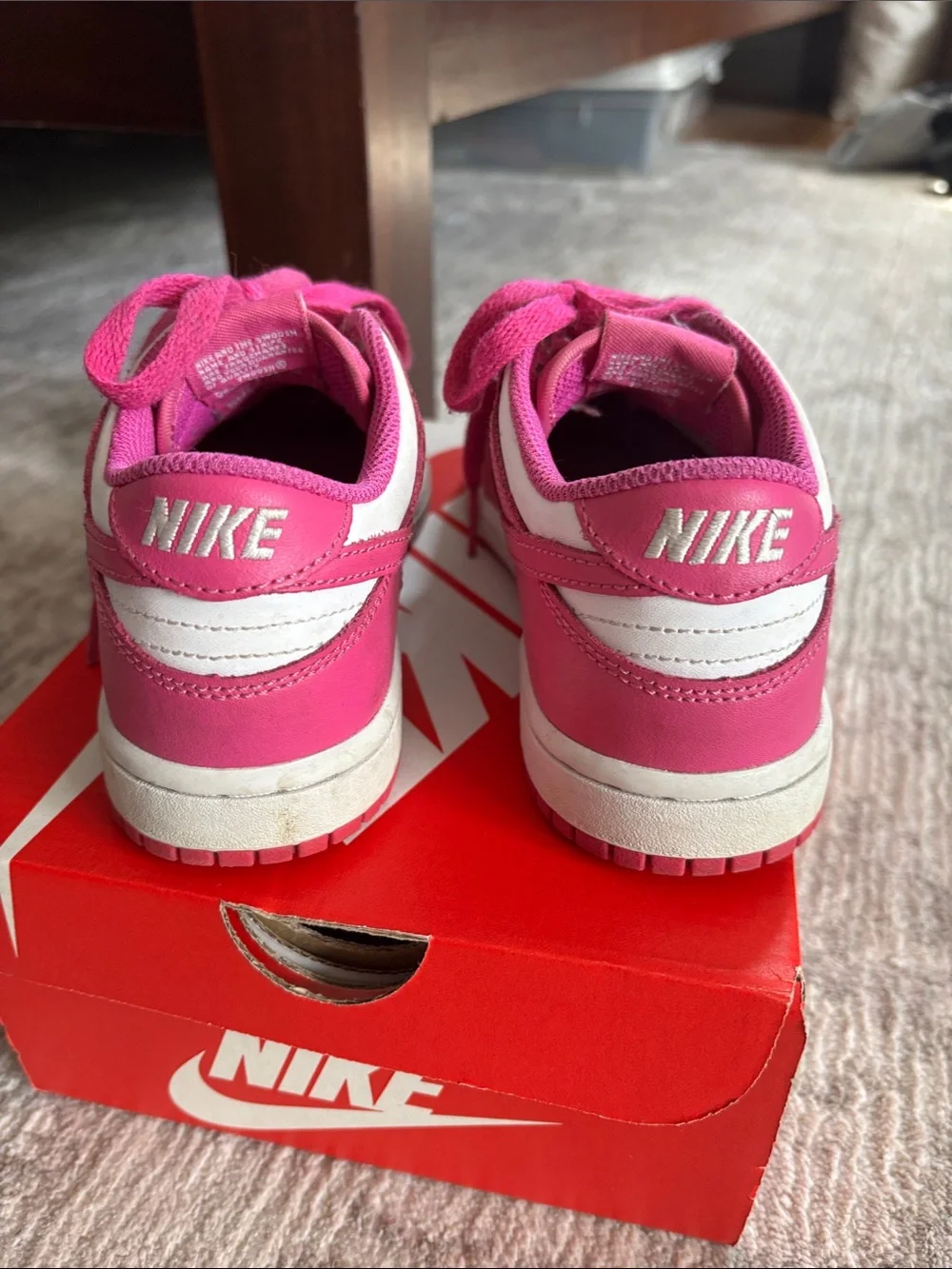 Nike Kids Pink and White Low-Top Sneakers - Swoosh Detail